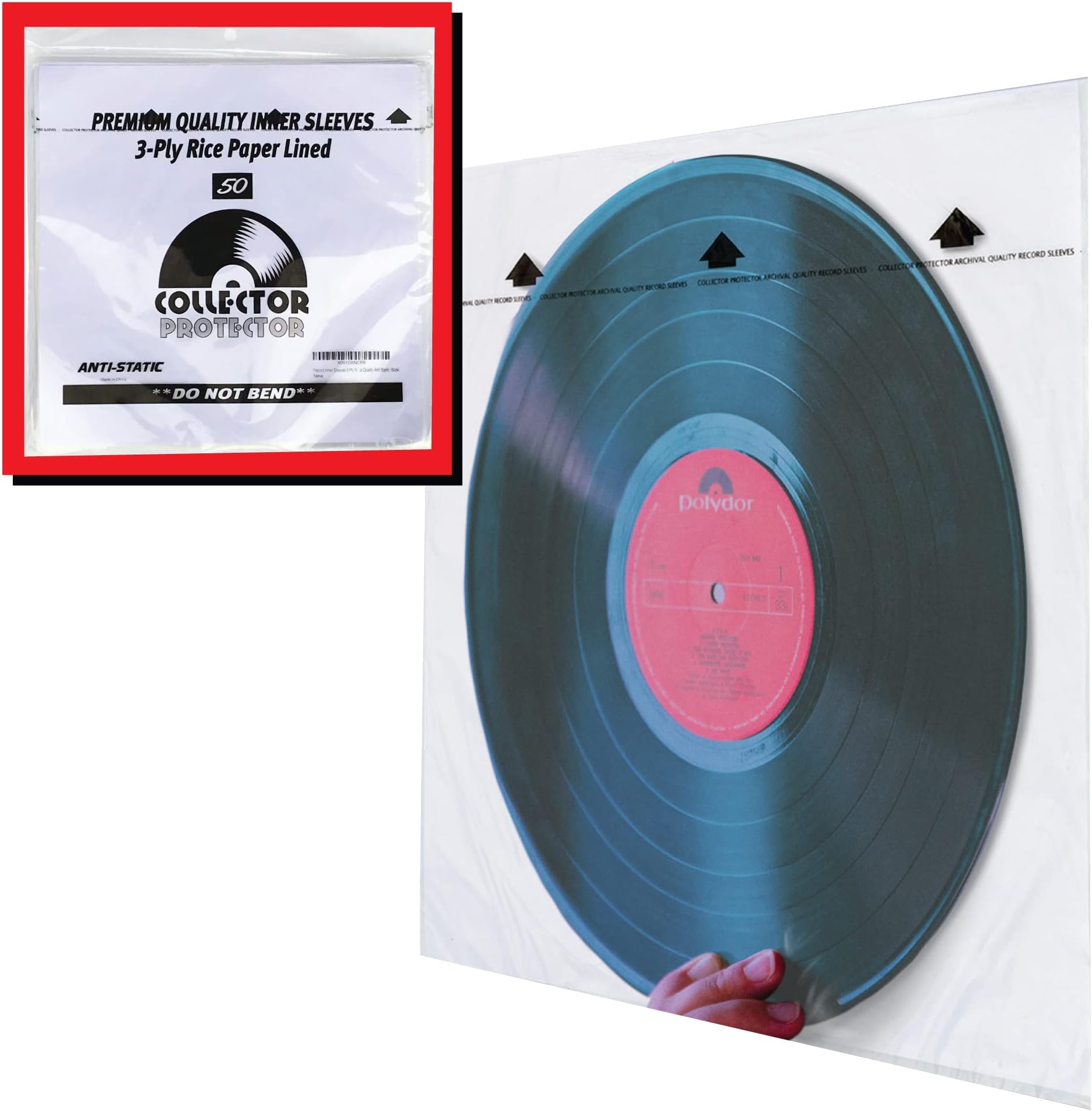 Collector Protector Sleeves for Vinyl Record Storage | Anti Static Record Sleeves with Archival Paper Protection from Dust & Scratches | 50-Pack Inner Protective Sleeves for 12โ Albums