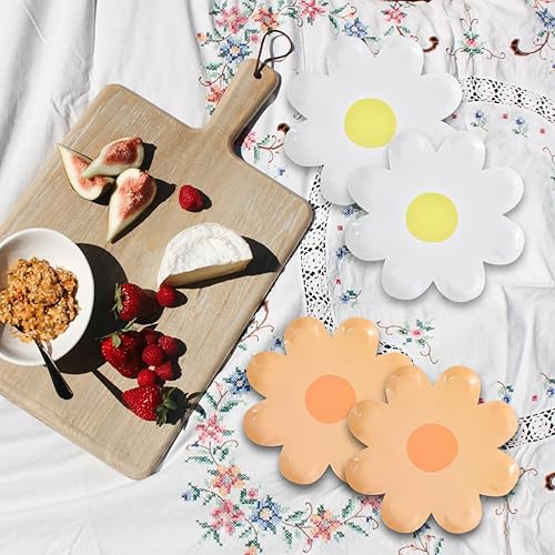 Miniatura 6 de 60 platos de papel de margarita, manteles individuales desechables de 7 pulgadas, platos de margaritas para fiestas, bandeja de alimentos que se