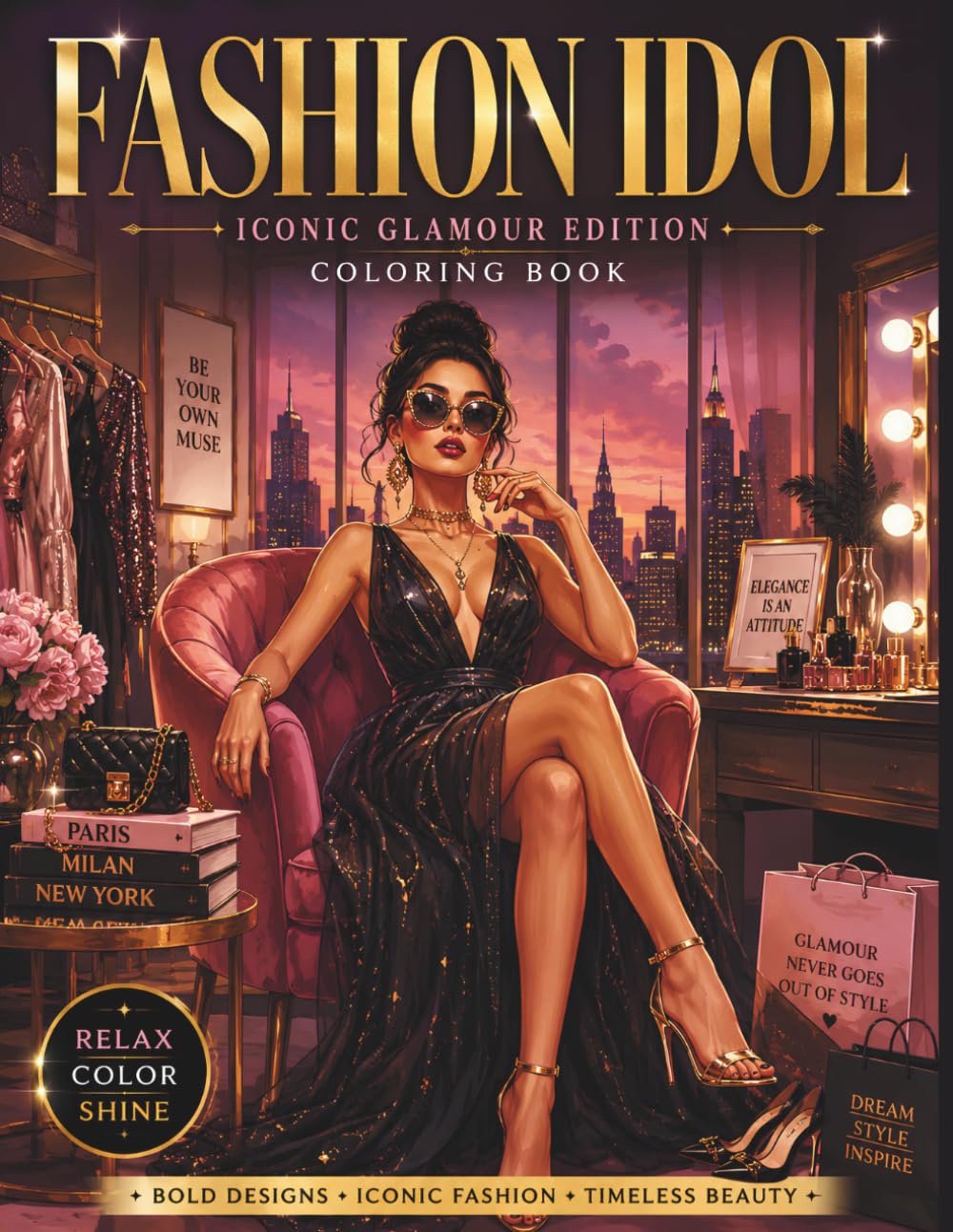 Fashion Idol Coloring Book – Iconic Glamour Edition: 50 Stunning High Fashion Illustrations | Runway, Red Carpet, Luxury Style & Elegant Coloring ... (Fashion Idol Coloring Book Collection)