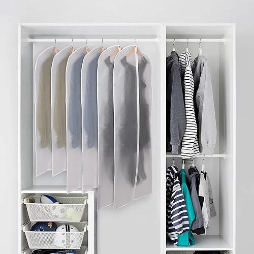 Miniatura 6 de Kntiwiwo Juego de 24 bolsas de ropa transparentes para almacenamiento, a prueba de polvo, con cremallera para trajes, abrigos, vestidos, armario,