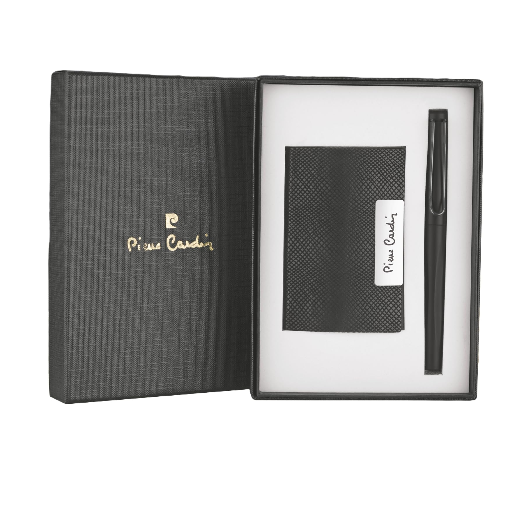 Pierre Cardin Officer Gift Set | Premium Black Vellfire Roller Pen with Card Holder Combo | Ideal for Festive & Corporate Gifting