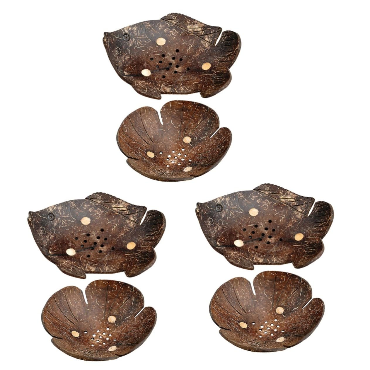 Ciieeo 3 Set Elegante Porta Sapone in Guscio Di Cocco Ciotola Per Animali Domestici Autosvuotante Robusta 2 Pezzi * 3