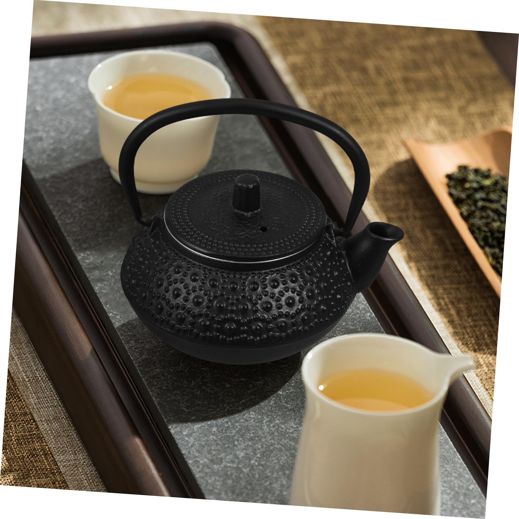 Tetera de Hierro Fundido Negra de 0, 3 L con Infusor | Apta para Estufa, Diseño Simple y Elegante, Estructura Estable y Robusta