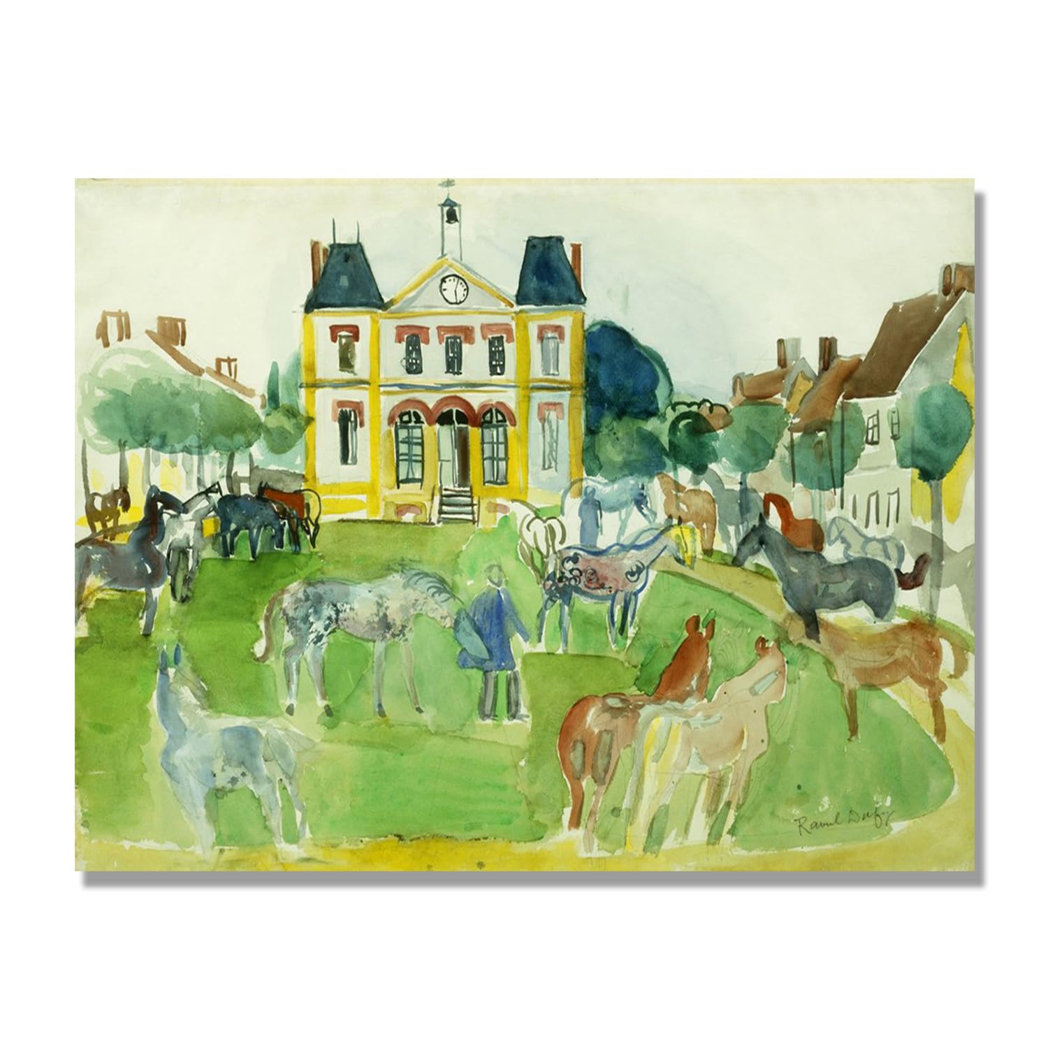 NHLDZYH Raoul Dufy Prints, (bez tytułu 53), plakat podróżny w stylu vintage, sztuka impresjonistyczna, obraz ścienny na płótnie do dekoracji domu, 30 x 40 cm, tylko płótno