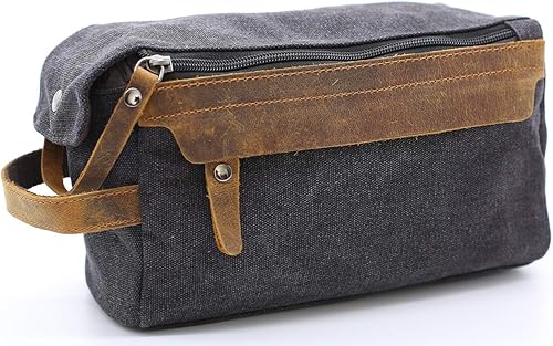 Miniatura 11 de Flow.month Neceser personalizado para hombres y mujeres – Kit de afeitado de viaje, kit de Dopp en cuero de caballo loco o lona, ideal para regalos