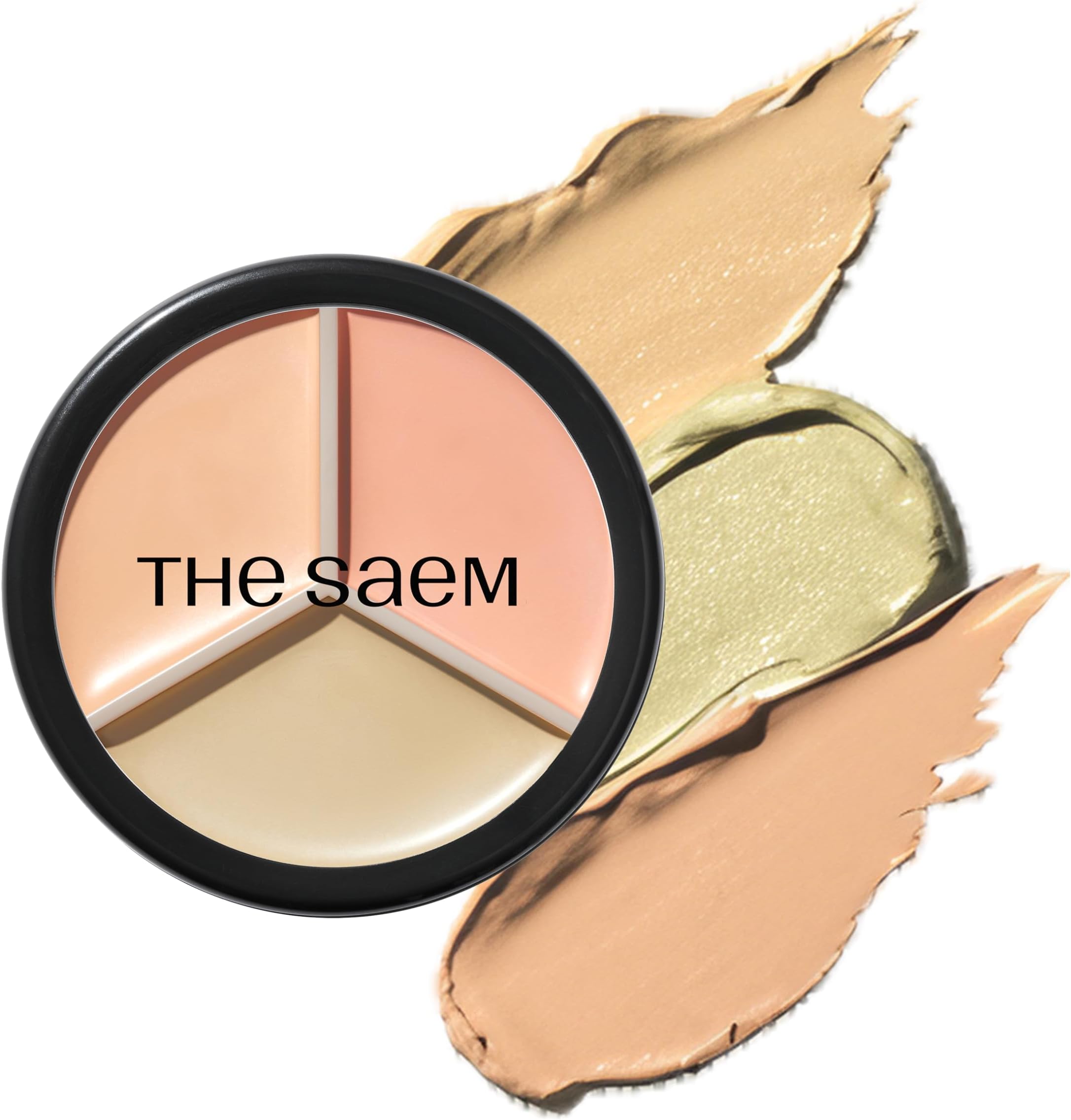 Cover Perfection Triple Pot Concealer Palette for Dark Circles & Contouring - 3-Color Correcting Concealer Kit - 03 Correct Up Beige - Korean Makeup with Sweet Almond Oil, 0.48 oz