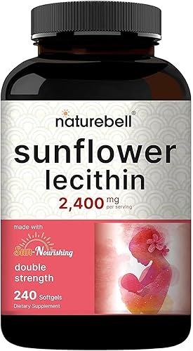 NatureBell Lecitina de girasol - 240 cápsulas blandas - 2,400 mg de lecitina de girasol prensada en frío - con fosfatidil colina natural