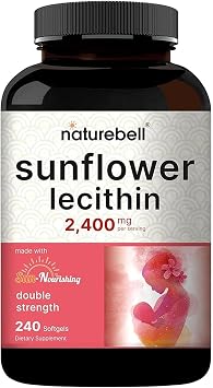NatureBell Sunflower Lecithin - 240 Softgels - 2,400mg Cold Pressed Sunflower Lecithin - with Naturally Occurring Phosphatidyl Choline - for Lactation & Normal Milk Flow Support*