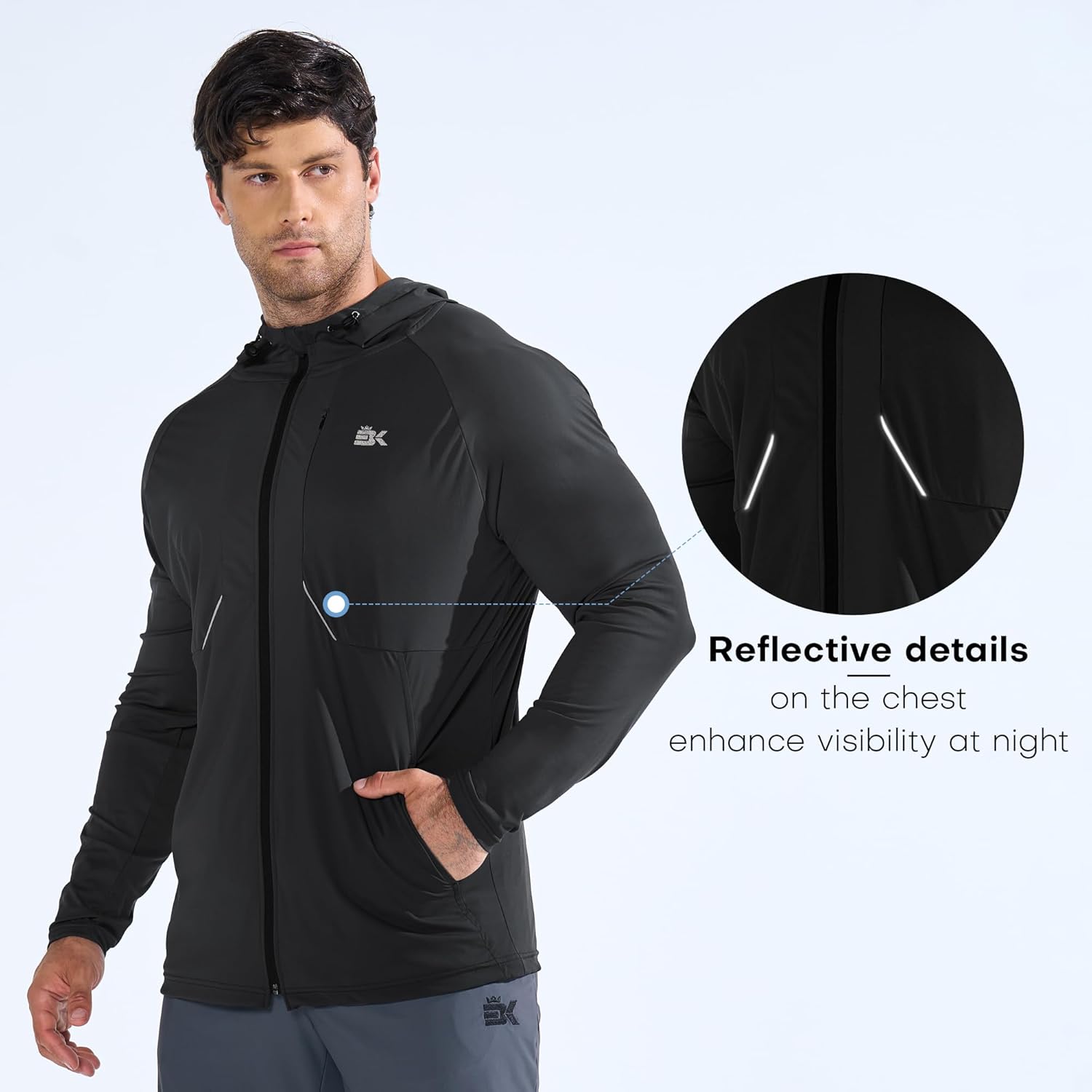 BROKIG Mens StealthZip Lightweight Running Jackets, Full Zip Workout Hoodie Track Windbreaker Athletic Gym Sweatshirts - Image 5