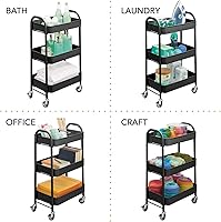Vista 3 de mDesign Carritos de almacenamiento de metal con ruedas de 3 niveles, carrito organizador para baño, cocina, lavandería, oficina y habitaciones