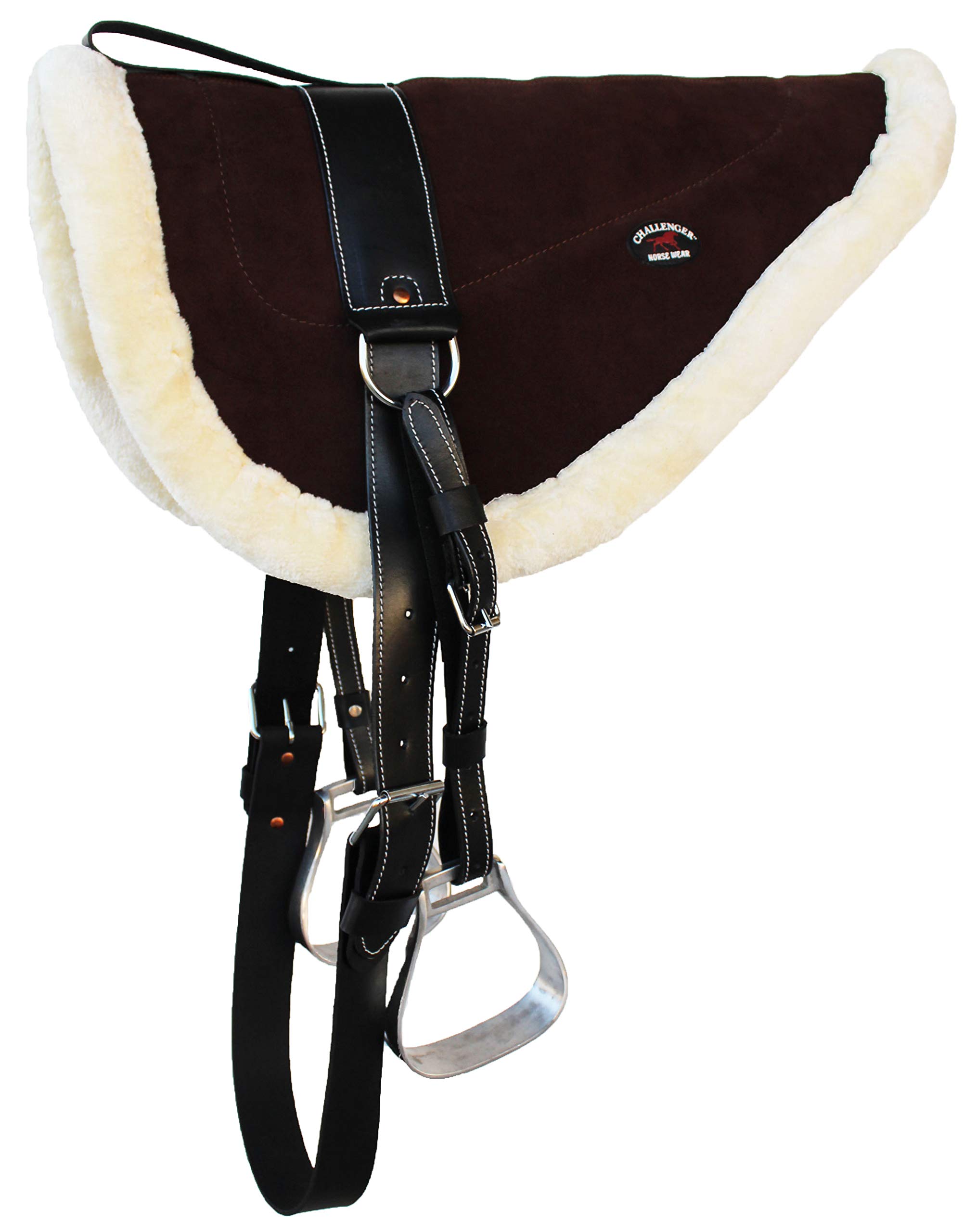 Horse Saddle Bareback PAD Brown Suede Leather Faux Fur Treeless Tack 39141BR