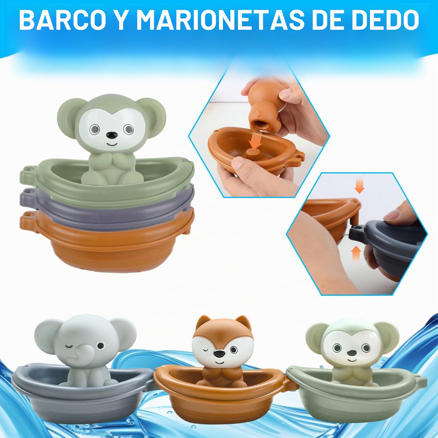 Juguetes Baño Bebe, Juguetes Bañera con Tobogán, Engranajes, Barcos Apilables y Bolsa de Almacenamiento, Juguetes para Baño Juegos de Agua Juguetes Educativos Regalos para Niños Niñas 1 2 3 4 Años