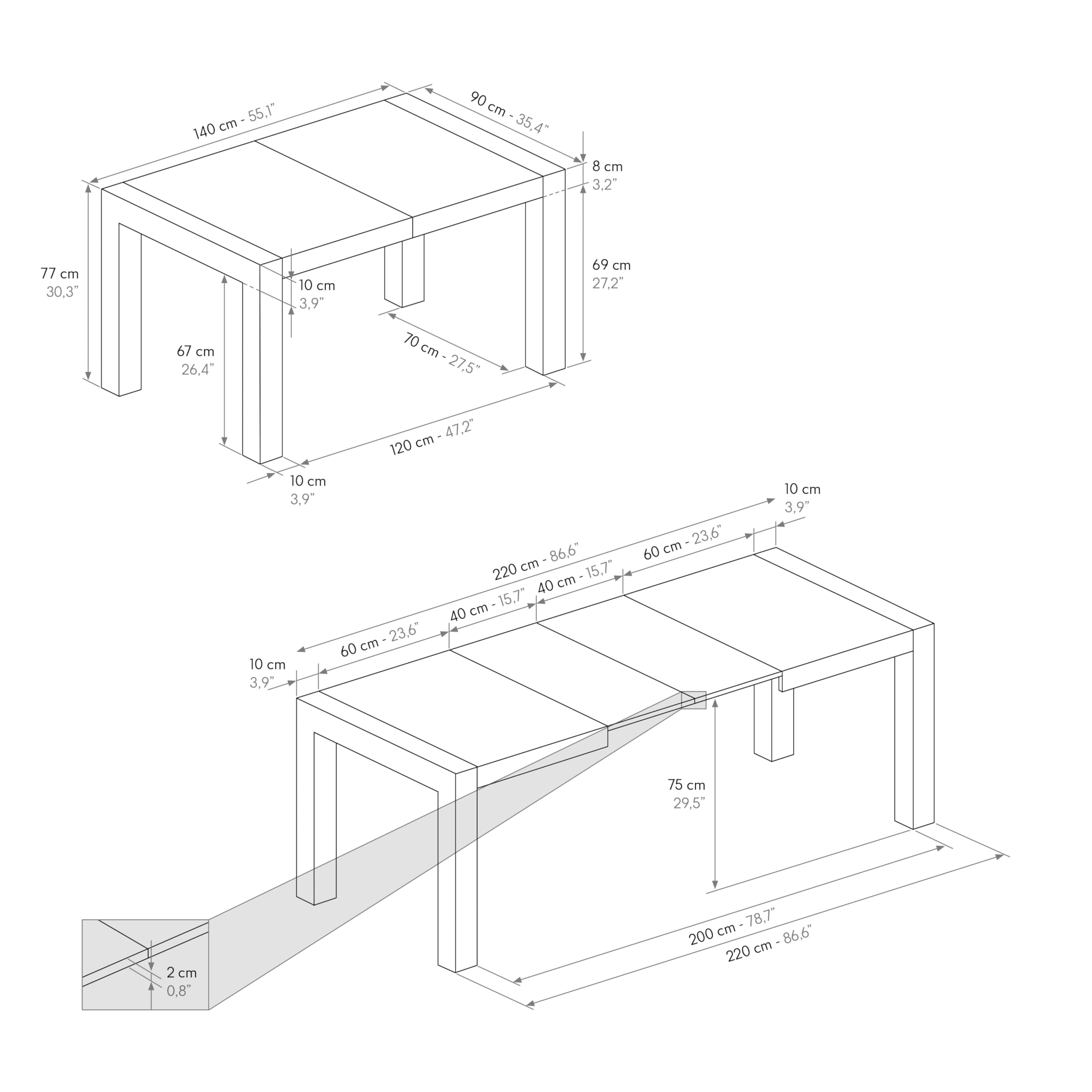 PAZZO DESIGN Tavolo Allungabile Zoe, Rovere Rustico, Cucina, Sala Da Pranzo, Soggiorno, Made in Italy, 140x90x77 cm - id_1864