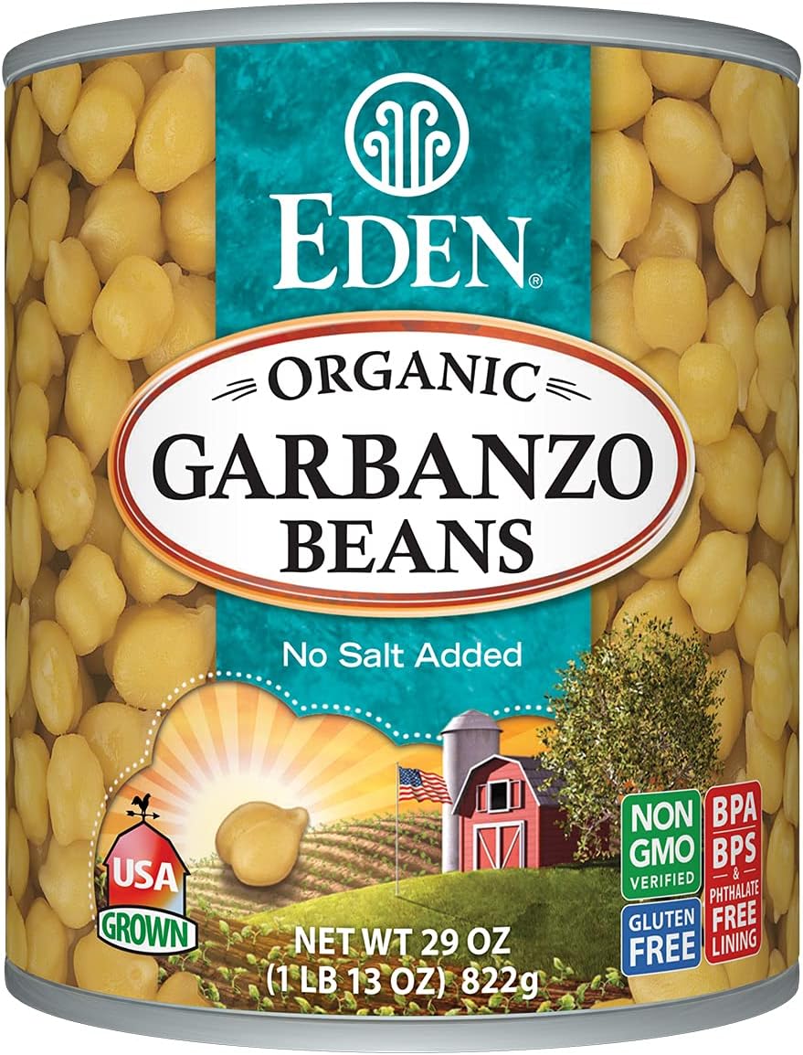 Eden Organic No Salt Garbanzo Beans 29oz Can - Non-GMO Gluten-Free Vegan Chickpeas, U.S. Grown, Aquafaba Included