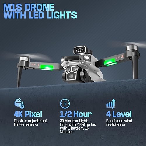 Miniatura 2 de Drones con cámara, disparos verticales 4K, cuadricóptero RC FPV Wi-Fi con control de gestos, mini dron de juguete - plegable, funda de transporte,