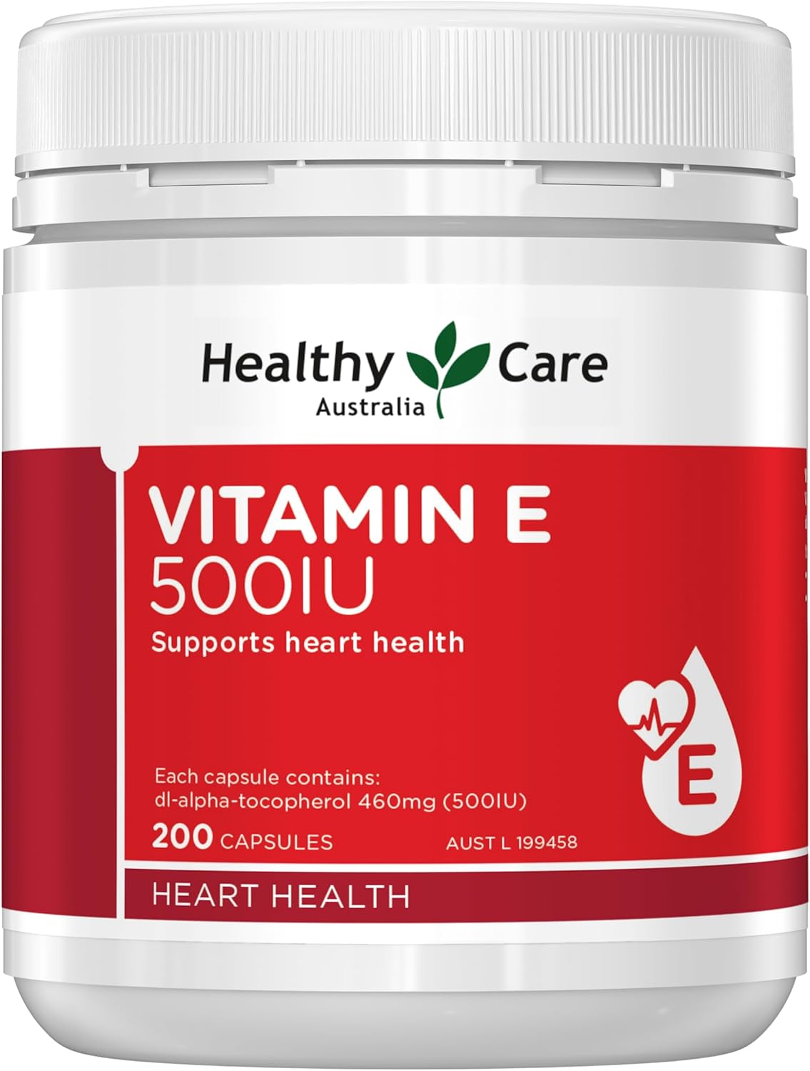 Healthy Care Vitamin E Capsule 500IU Supports Heart Health and