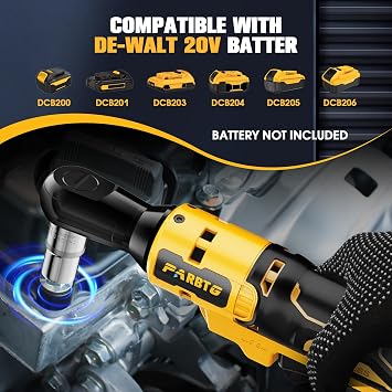 3/8 Inch Cordless Ratchet Wrench Compatible with DeWalt 20V Max Battery, 74Ft-Lbs (100N.m) High Torque, Brushless Motor, 0-400RPM Variable Speed, 8 Sockets, 3/8 to 1/2 Adapter, 3 Extension Bar