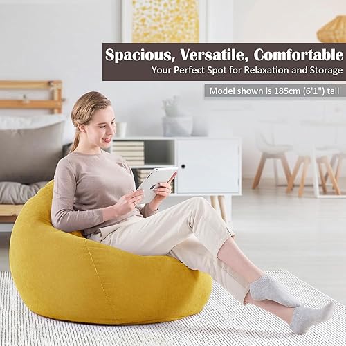 Miniatura 150 de Nobildonna - Funda para silla de puf (relleno sin relleno) de nido de pájaro para niños y adultos. Puf extra grande para almacenamiento de animales