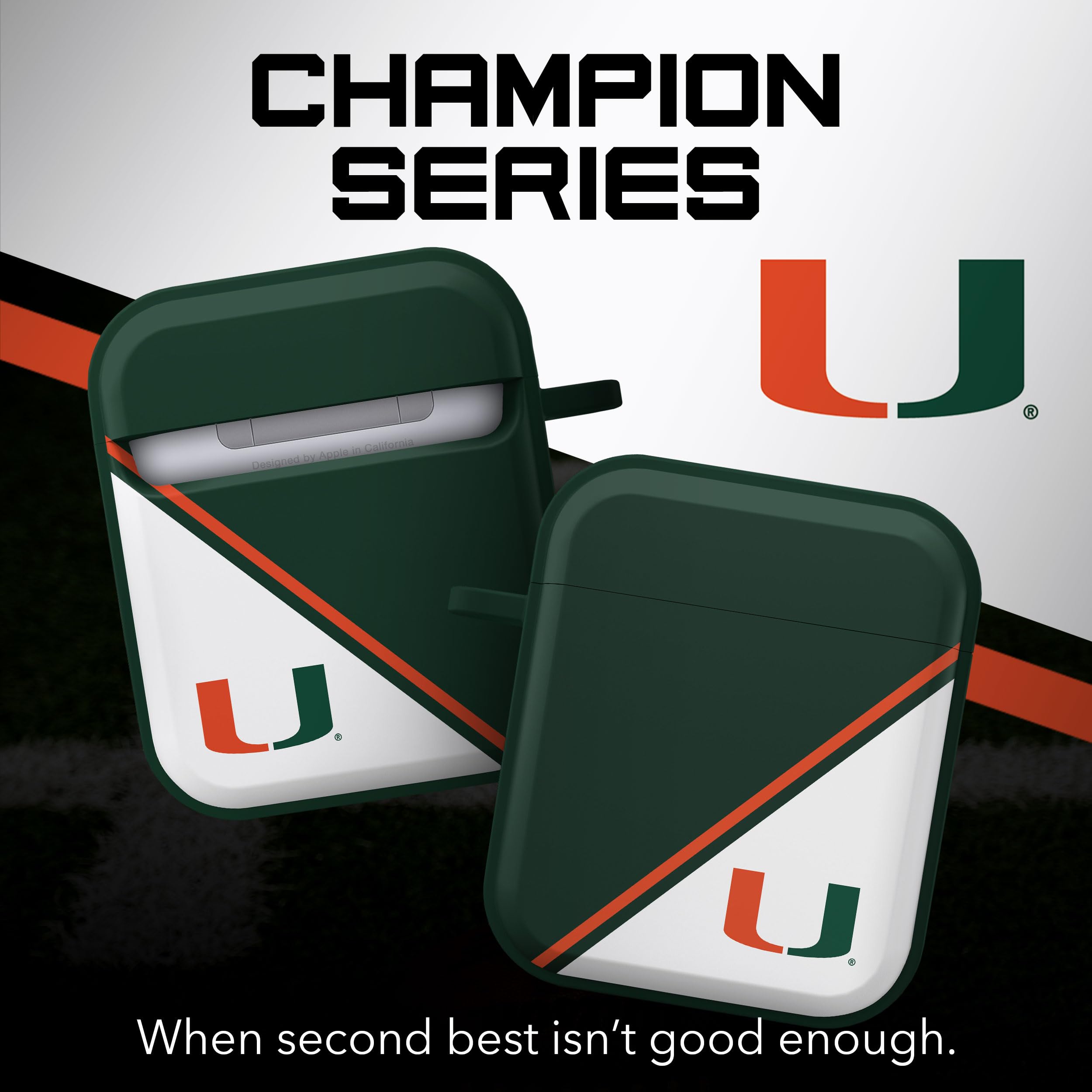 Affinity Bands Miami Hurricanes Champion Series HDX Case Cover Compatible with Apple AirPods Generations 1 & 2