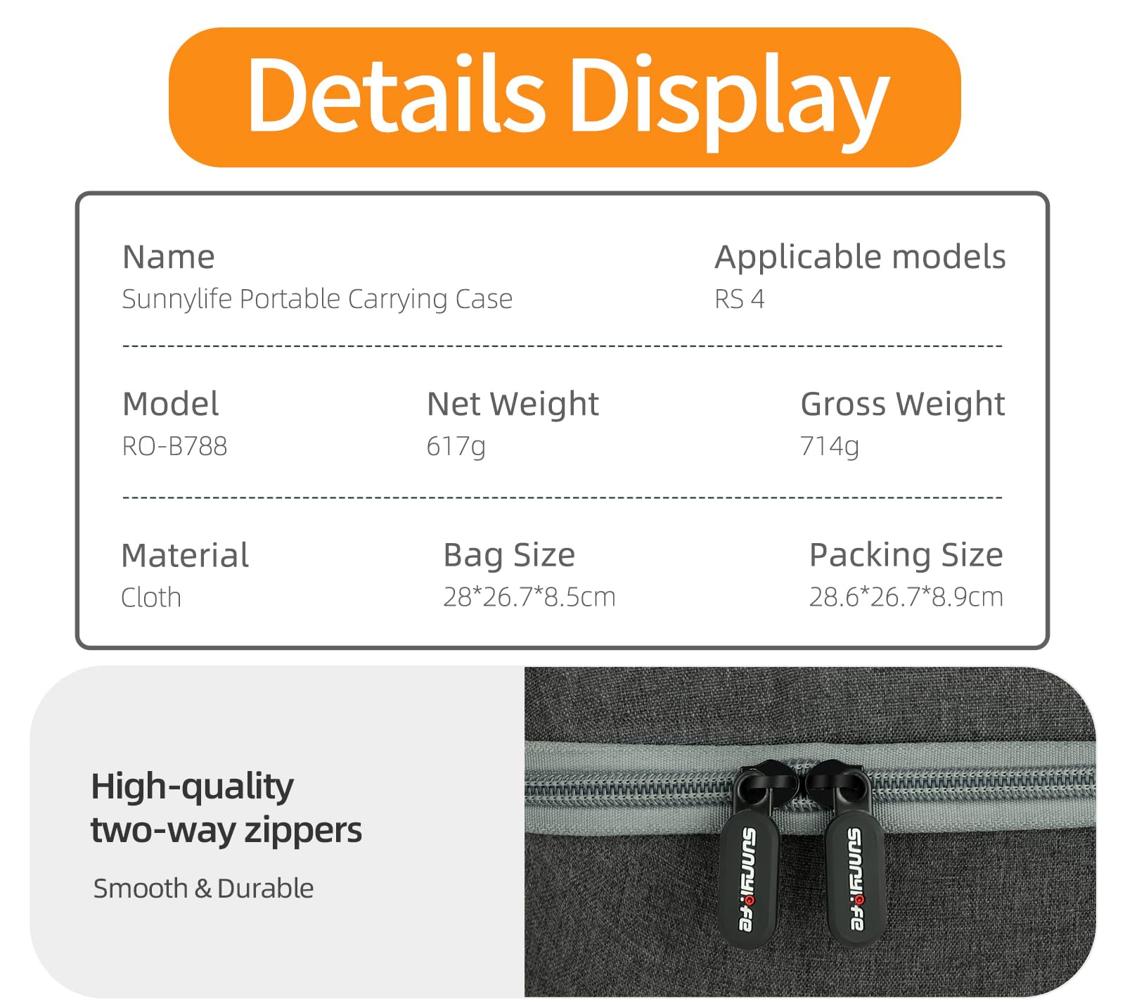 RC GearPro Ronin RS 4 Sac de Transport Sac à bandoulière Résistant aux Chocs Coque Dure Sac de Voyage pour DJI RS 4 Ronin Stabilisateur à cardan Accessoires Portable Protecteur de Protection Sac