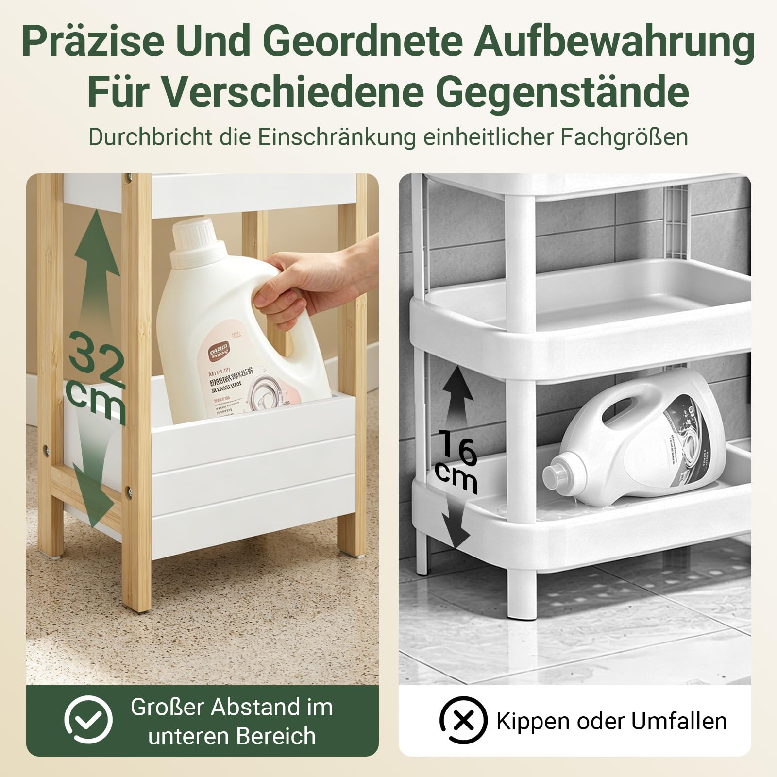SoBuy Badezimmerschrank Schmal 20cm Breit für Kleines Badezimmer 90x28x20cm | mit 4 Stabilen Regalen, Schmaler Nischenschrank Stehend, Badregal Nischenregal aus Holz FRG226-H-WN