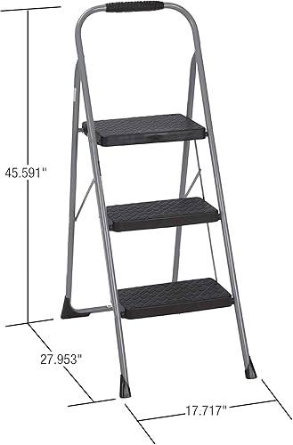 Miniatura 7 de Cosco 11408GNF1E - Taburete plegable de tres peldaños grandes con mango de goma, color verde