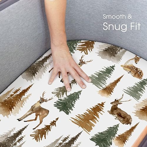 Miniatura 3 de GRSSDER Juego de 2 sábanas ajustables elásticas ultra suaves para moisés, ajuste universal para moisés, colchón rectangular ovalado, elegantes