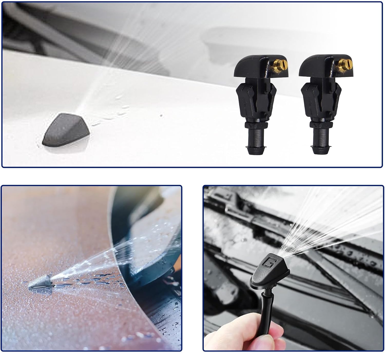 HiSport 3W7Z17603AA Windshield Washer Nozzles Kit - Compatible with Ford Flex E-150 E-250 E-350 Super Duty E-450 Super Duty F-150 Crown Victoria Taurus X Five Hundred Freestyle 2003-2014