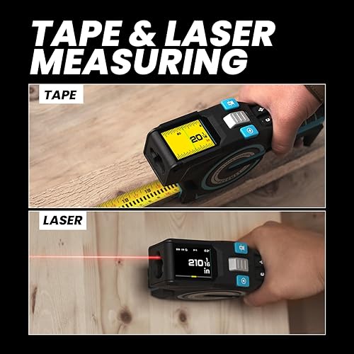 Miniatura 4 de Cinta métrica digital 3 en 1, herramienta de medición láser de 330 pies y cinta de bloqueo automático con lectura digital instantánea, línea láser