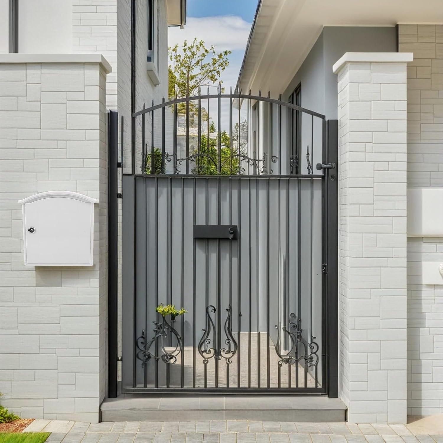 2pcs Lockable Wall-Mounted Mailbox with Locking Letter Box Function, White Plastic Wall Mailbox for Outdoor Milk and Home Mail Storage