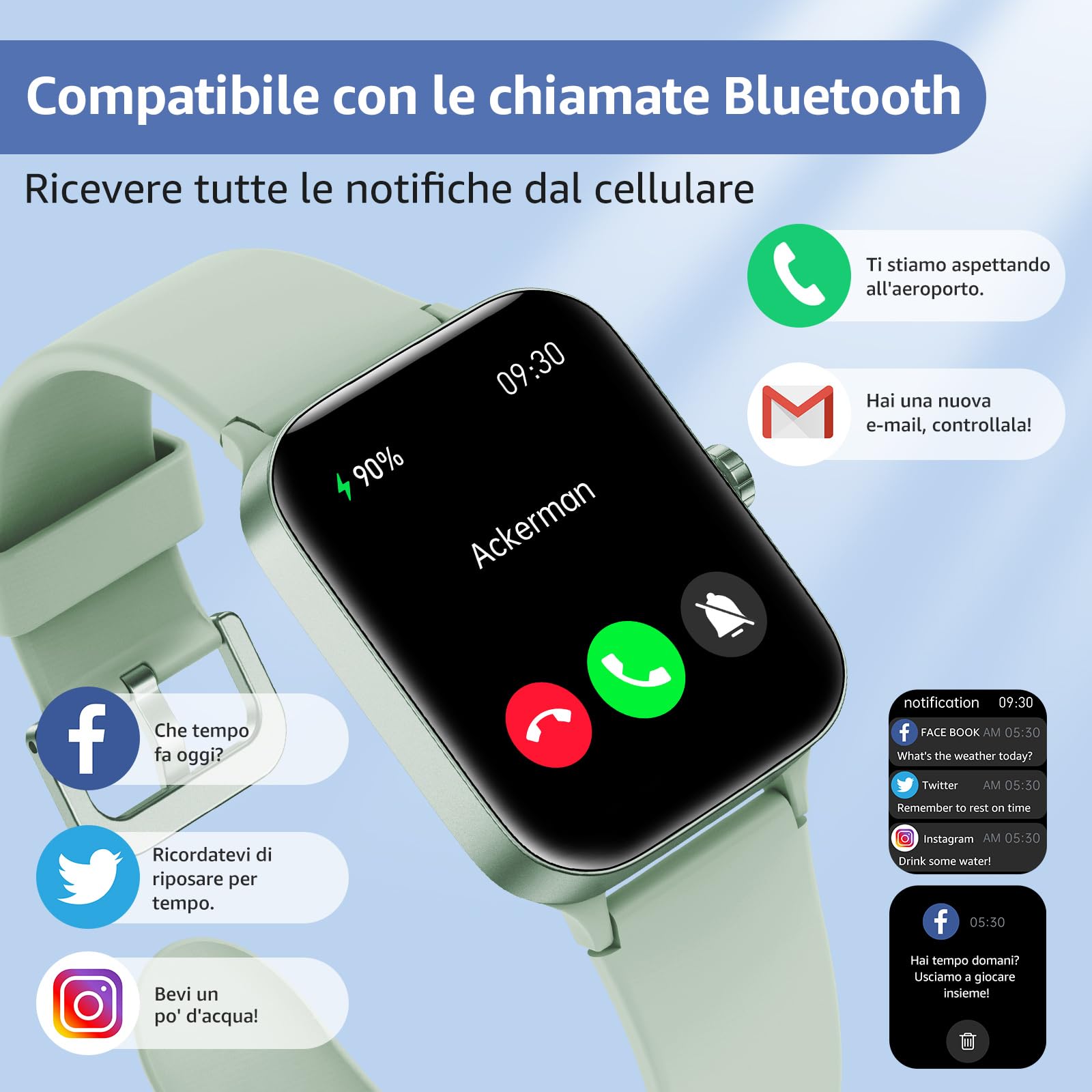 Smartwatch Uomo Donna,1.95" Orologio Smartwatch con Effettua/Risposta Chiamate,140+ Sportive Fitness Tracker con Pressione Sanguigna e Monitor Sonno,IP68 Smart Watch per Android/iOS
