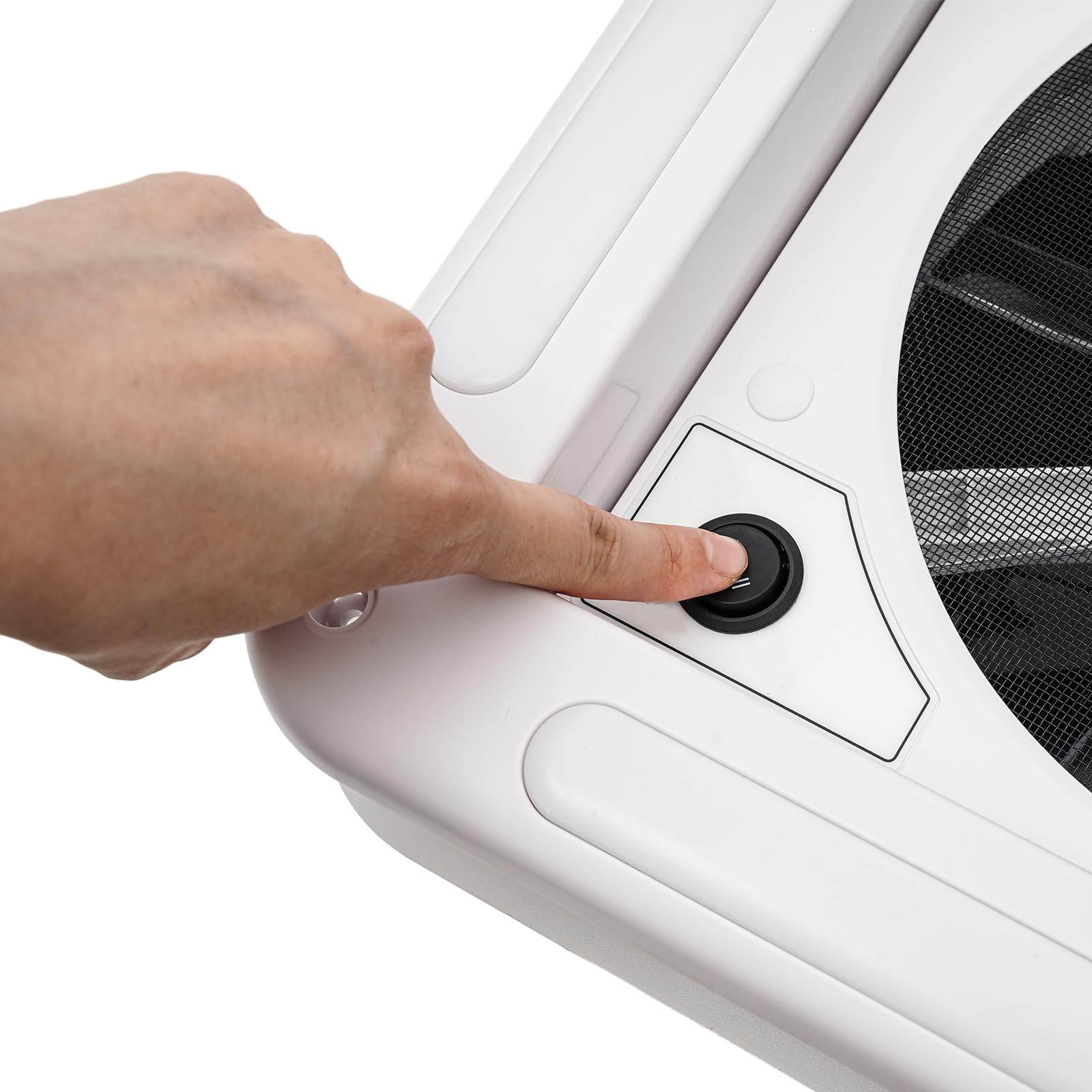 Ventilatore da tetto per camper, 12 V, con illuminazione a LED, per camper, camper, roulotte, scarico, molto silenzioso (dimensioni apertura: 28 x 28 cm)