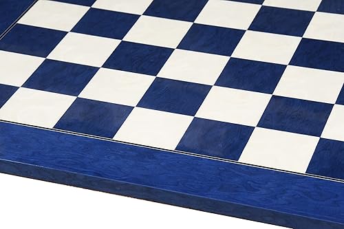 Miniatura 7 de CHESSBAZAAR Tablero de ajedrez de madera de lujo de 22 pulgadas con acabado brillante y acabado blanco de ceniza azul  Tablero de ajedrez para niños