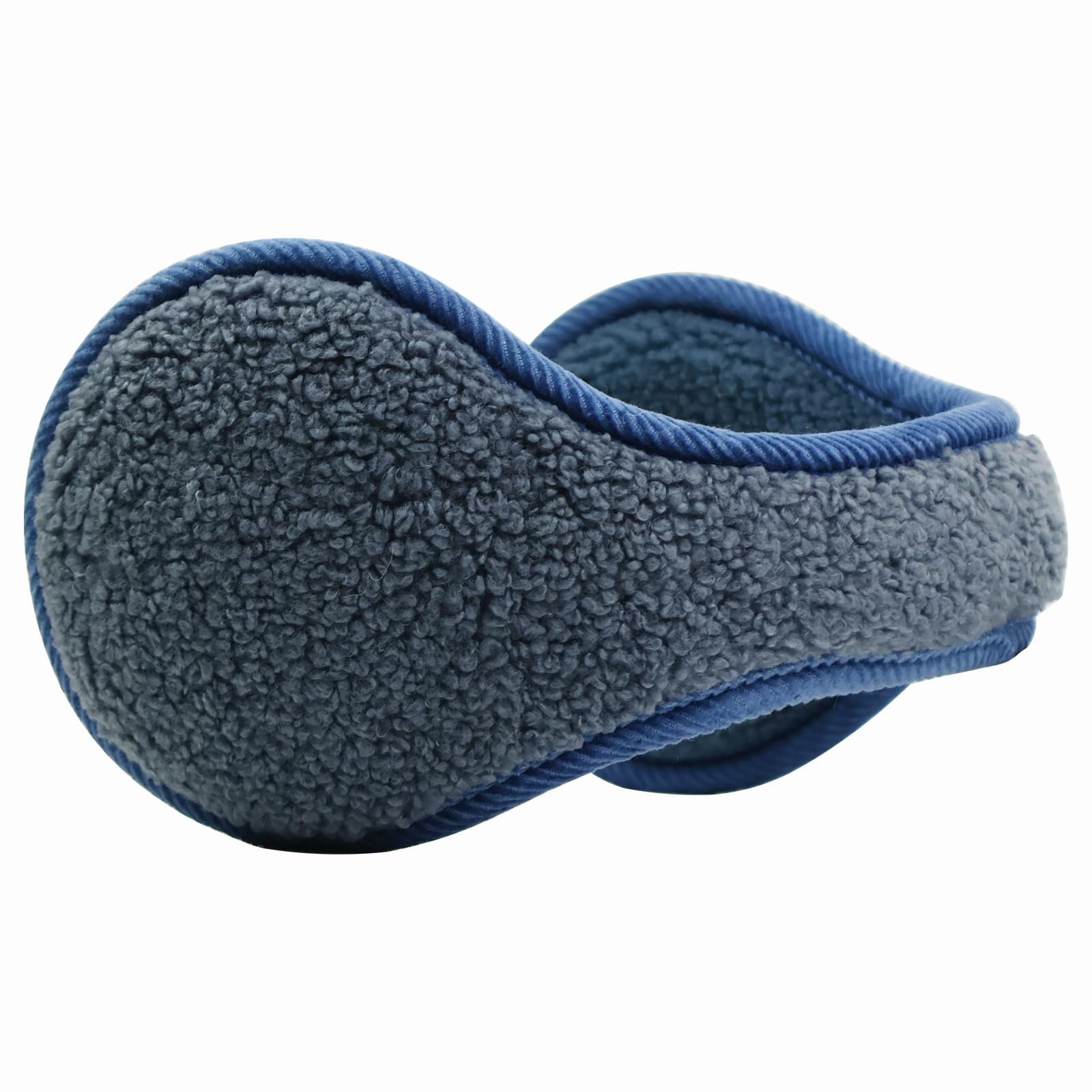 Eliewai Men's Haze Blue Ear Muffs For Winter Adjustable & Foldable Big Size Earmuffs Faux Berber Fleece Outdoor Wo Ear Warmers (Haze Blue)