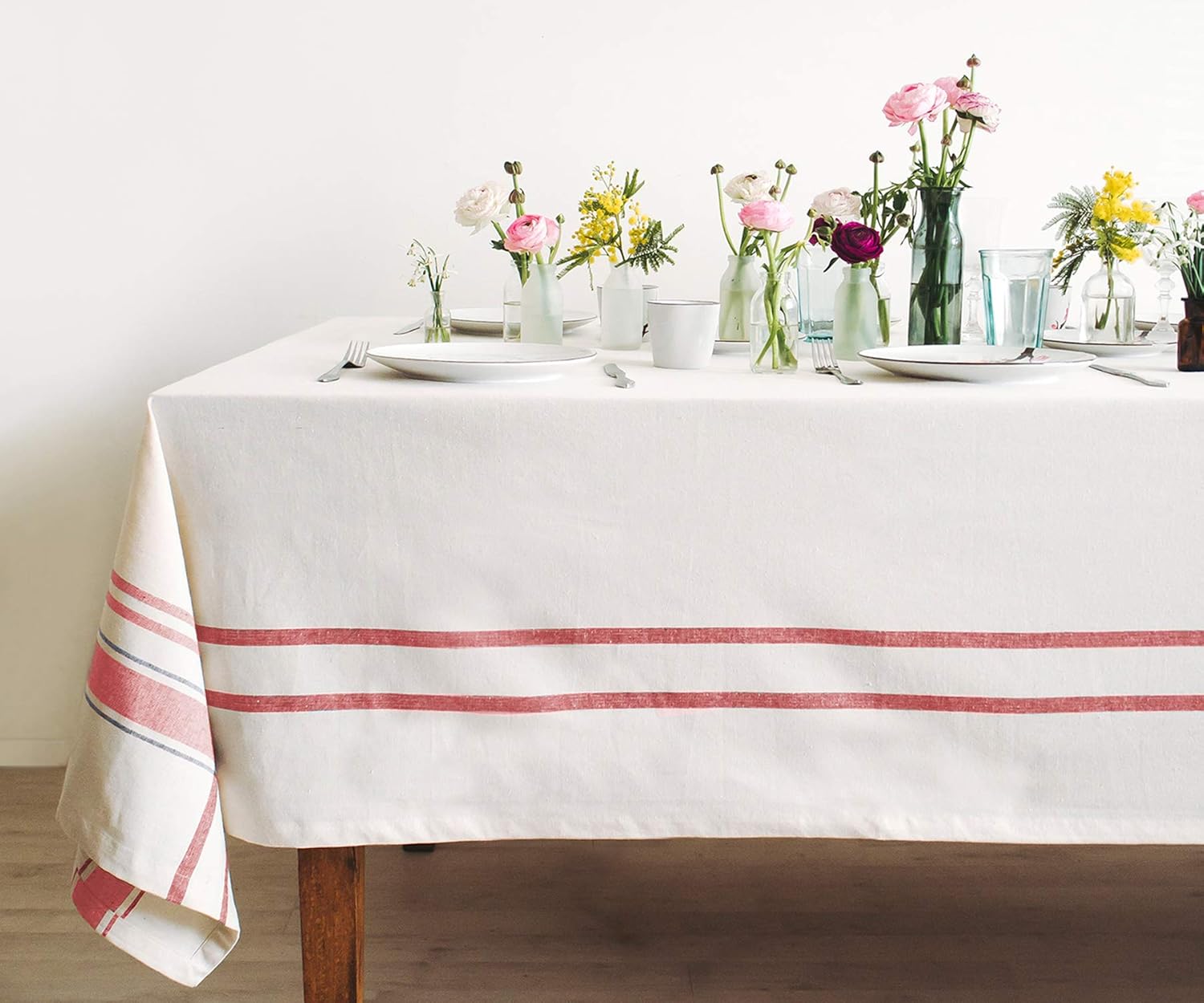 Red Tablecloths, Cotton Tablecloths for Rectangular, 100% Cotton, Farmhouse Tablecloth, Cloth Tablecloth, Red Linen Table Cover, Striped Table Cloth, Parties, Wedding & Holiday 63x126