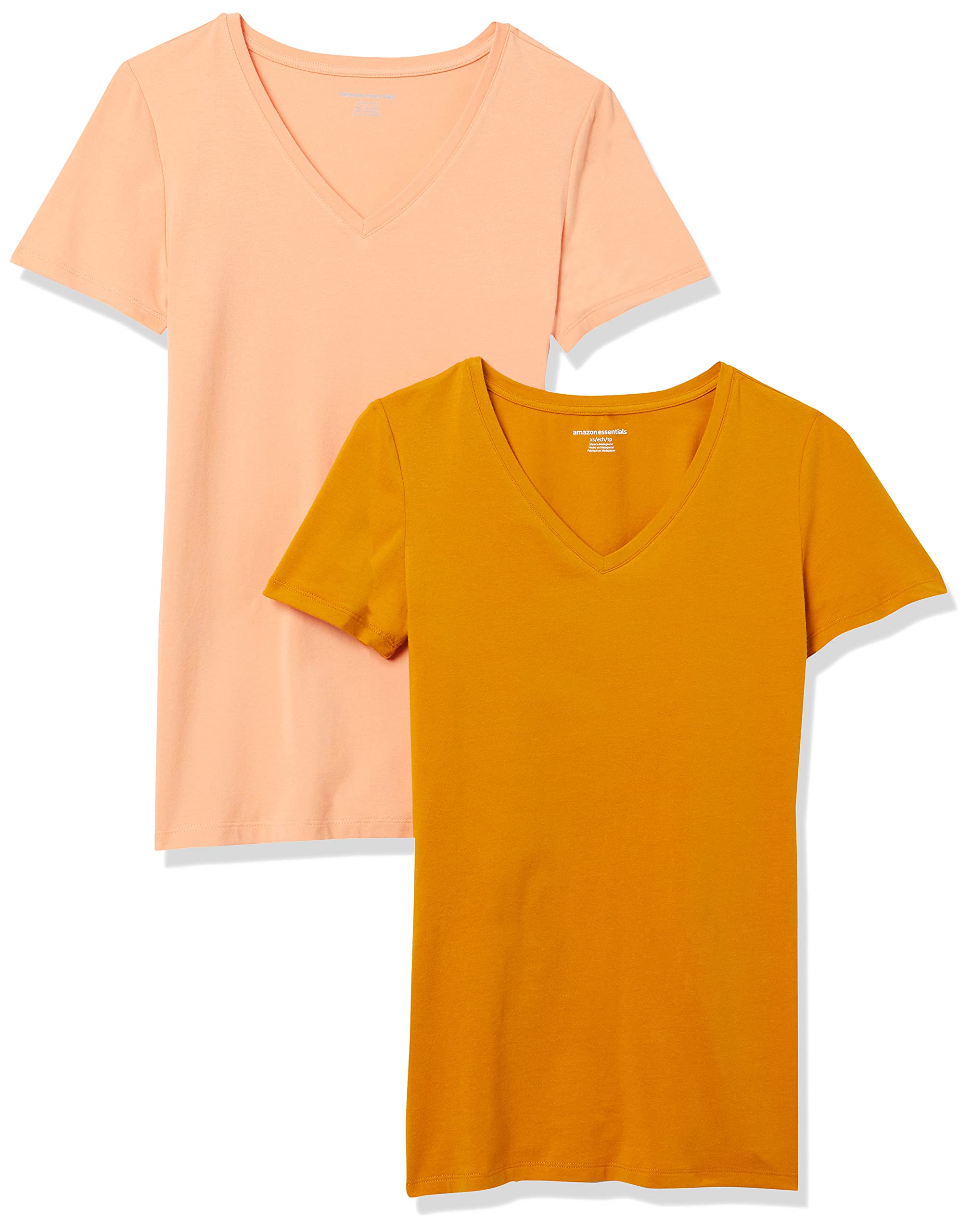 Amazon Essentials T-Shirt con Scollo a v a Maniche Corte con vestibilità Classica Donna, Confezioni Multiple