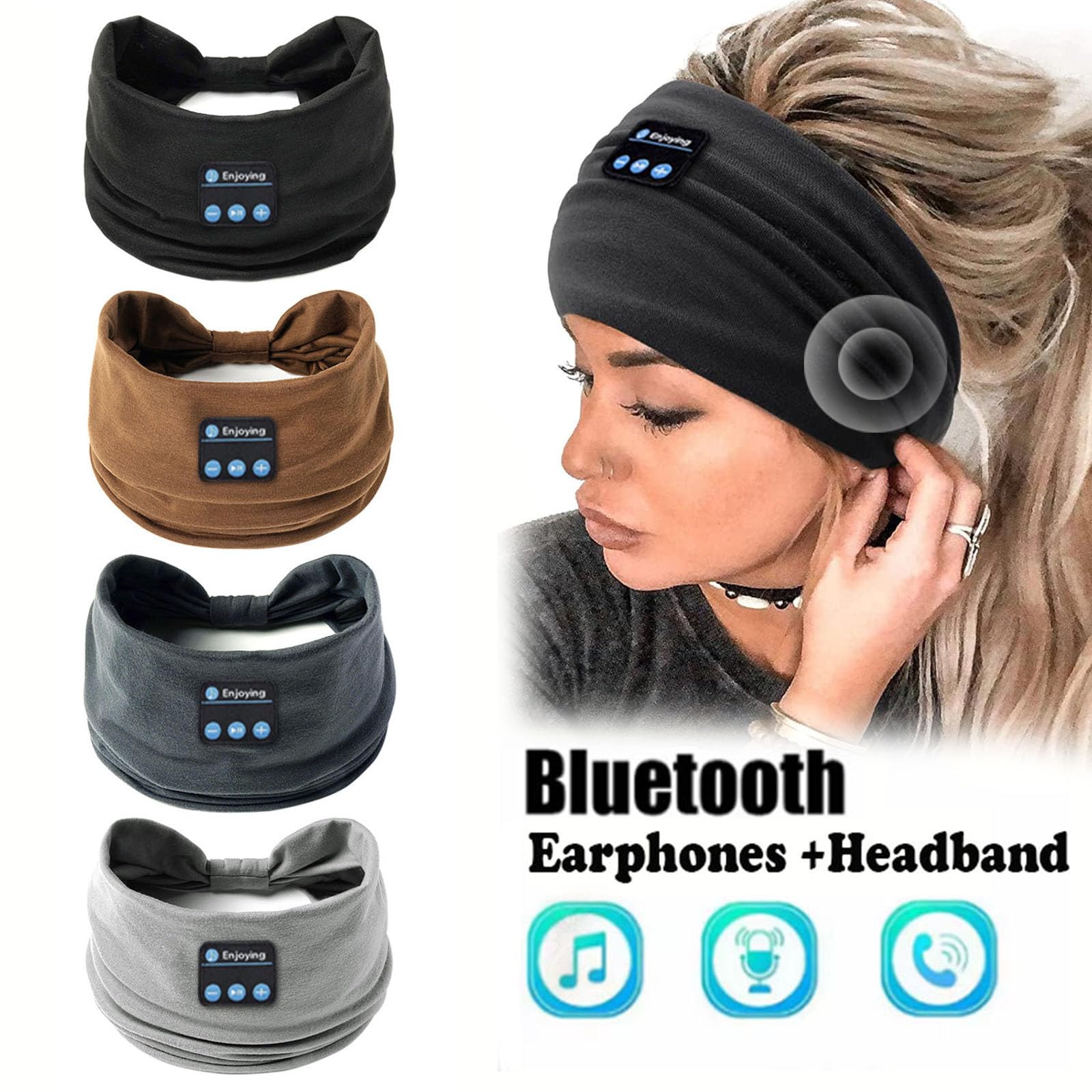 Fascia sportiva Bluetooth, wireless, stereo, per chiamate musicali, antitraspirante, per yoga, yoga, escursionismo, jogging, allenamento (33)