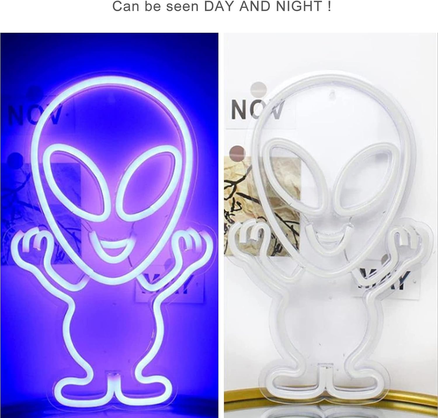 Neon LED Znak świetlny Akrylowy Neon, obcy kształt Neony Wiszące Miękkie Lampki Nocne do Pokoju Dziecięcego Sypialnia Mieszkanie Bar Ślubne Dekoracje Świąteczne