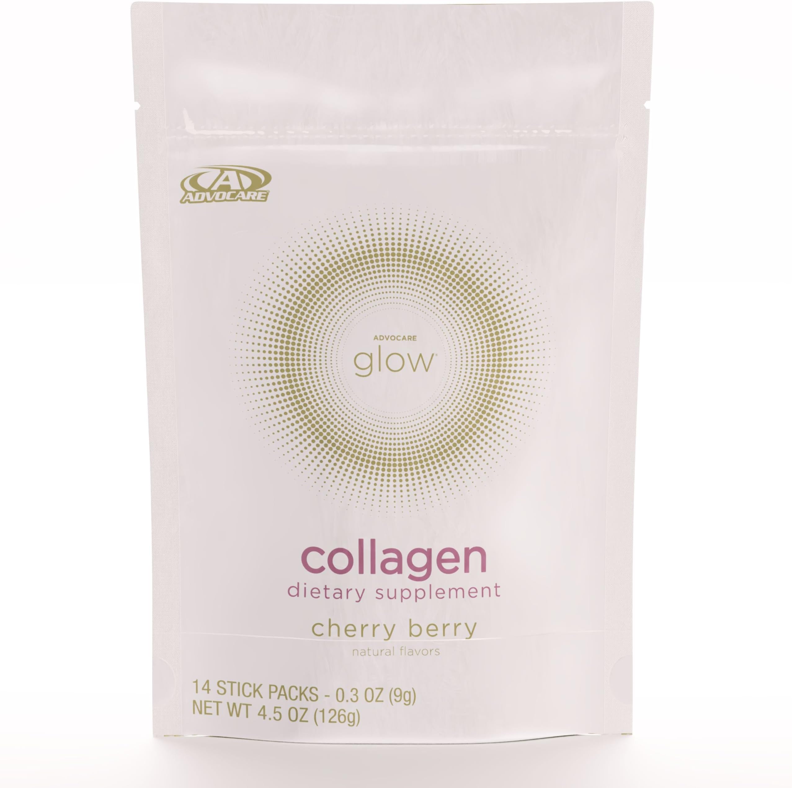 Glow Marine Collagen Powder, 14 Stick Packs | Marine Collagen for Nail, Skin & Hair Care, Includes Vitamins C, D & E for Comprehensive Beauty Support