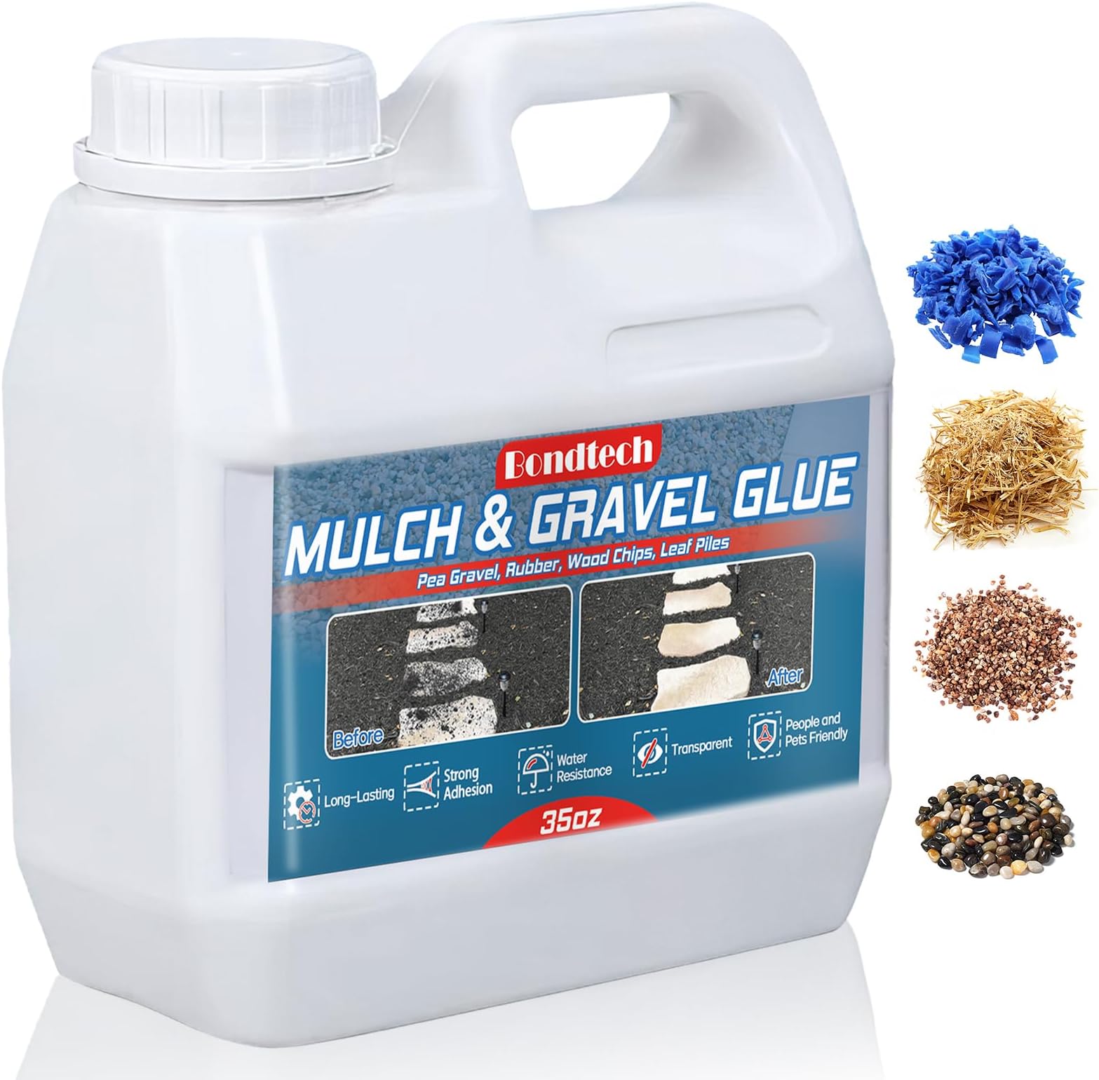 Mulch Strong Glue, Gravel Rock Glue for Landscaping, Gravel Binder Concentrated for Rocks for Locking Most Mulches, Wood Chips, Pine Straw, Pebbles and Sand 35OZ (SSJ-003)