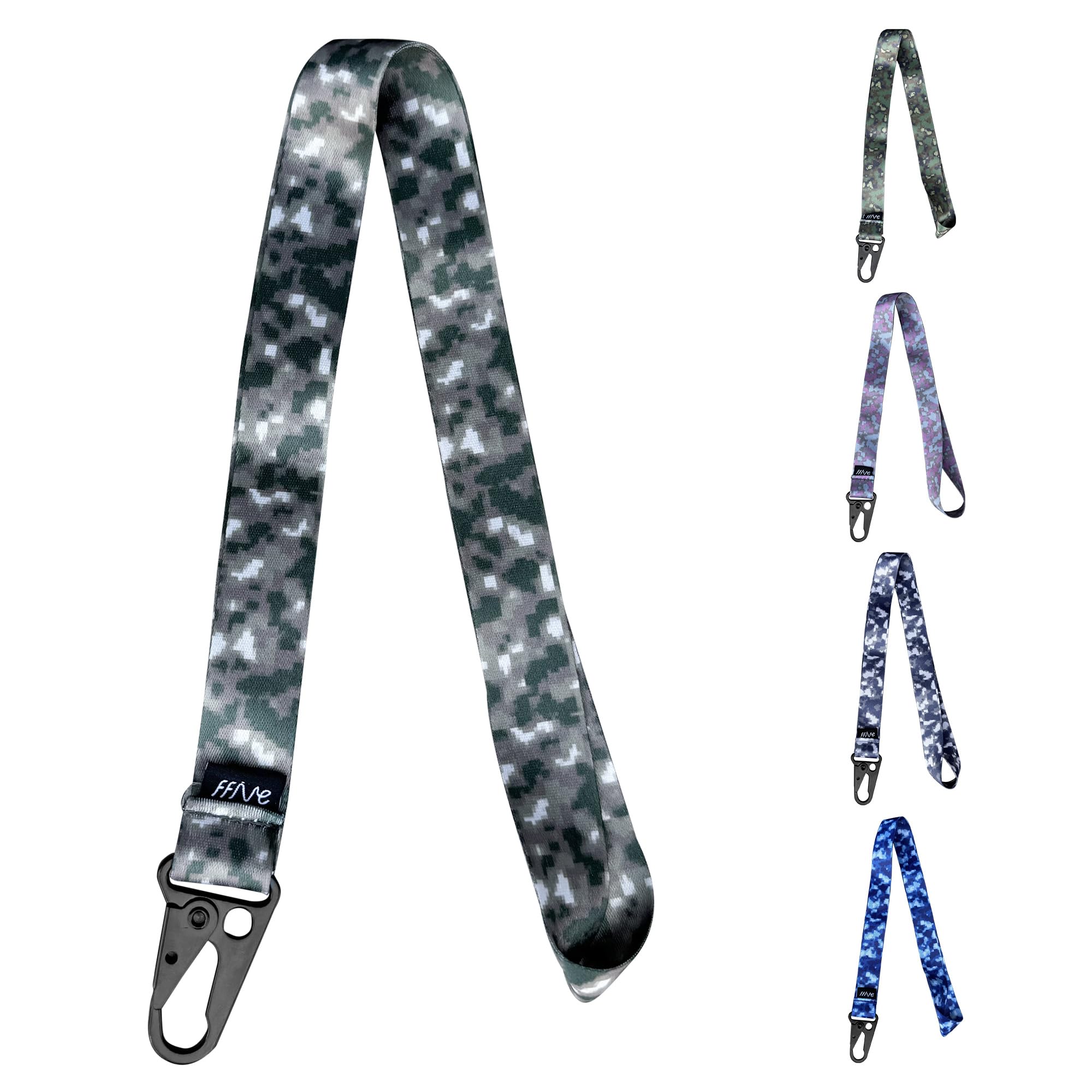 FFIVE - Lanyard camuflaje militar digital - colgar cuello llaves telefono movil tarjeta identificacion cartera poliester (MULTICAM)