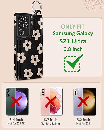 Miniatura 8 de Shorogyt Funda tipo cartera para Samsung Galaxy A14 5G con tarjetero, diseño de esqueleto con función atrás, cierre magnético, tapa trasera, funda