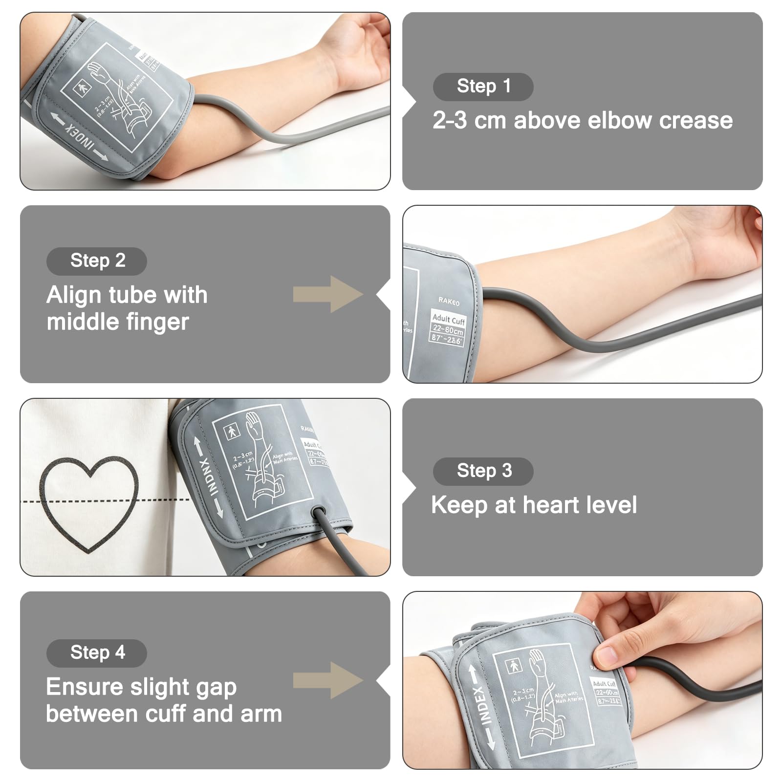 Blutdruckmanschette Ersatz 22–60 cm, XXL Oberarmmanschette für Blutdruckmessgerät, Extra große Manschette, kompatibel mit den meisten Blutdruckmessgeräten, mit 6 Adaptern