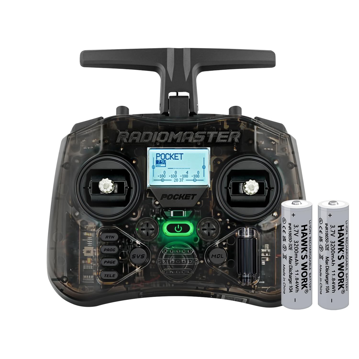 Radiomaster Pocket ELRS Afstandsbediening Draagbare Hall Gimbal EdgeTX Zender met LED Licht voor FPV Drone/RC Helikopter & Auto Boten & Multirotor (zwart, Mode 2