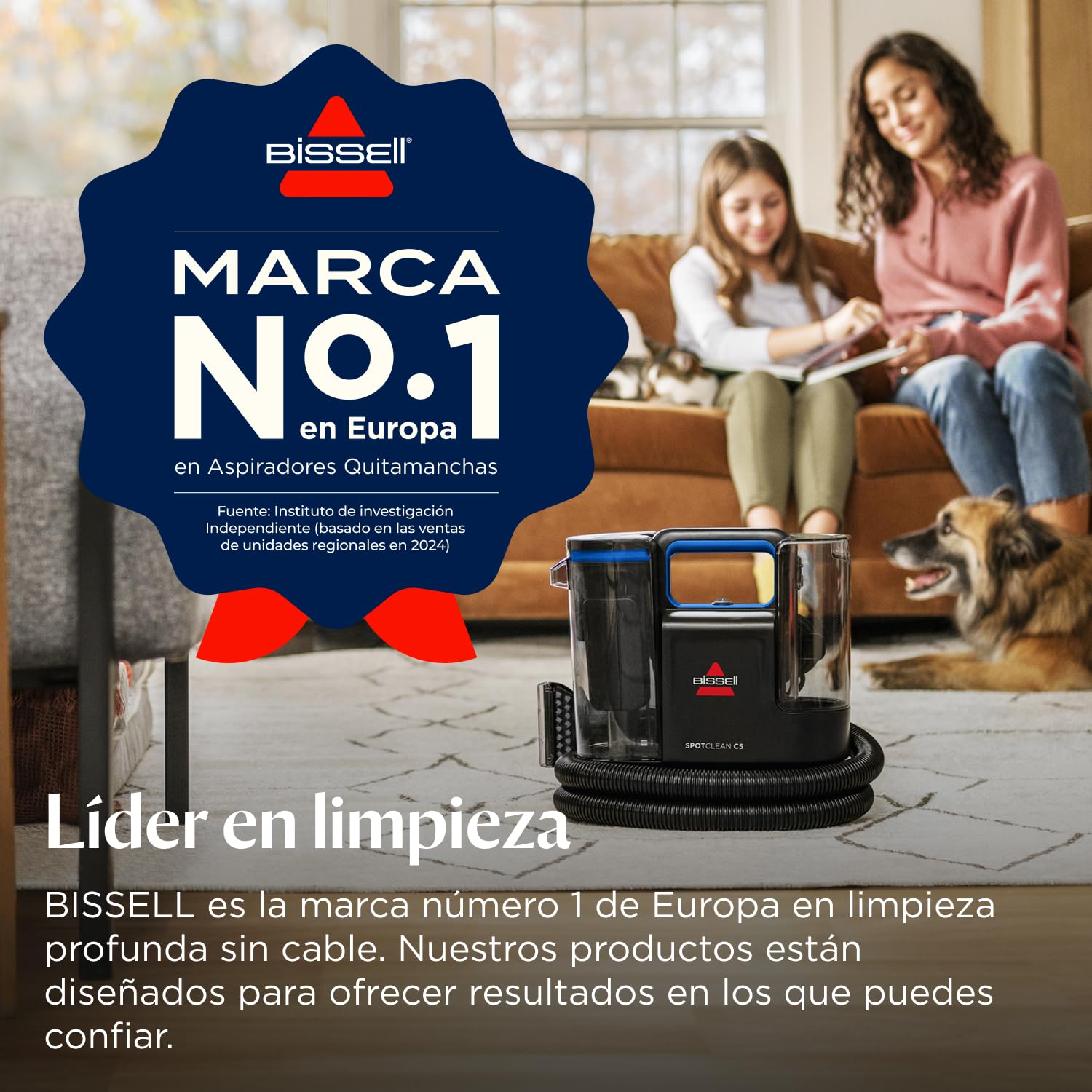 BISSELL SpotClean C5, Aspiradora de Agua Tapicería, Lava Aspiradora Ligera con Sistema Triple Action, Limpiador de Liquidos para Alfombras, Tapicería, Sofá, Auto & Más, Motor Potente de 400W, 3861N