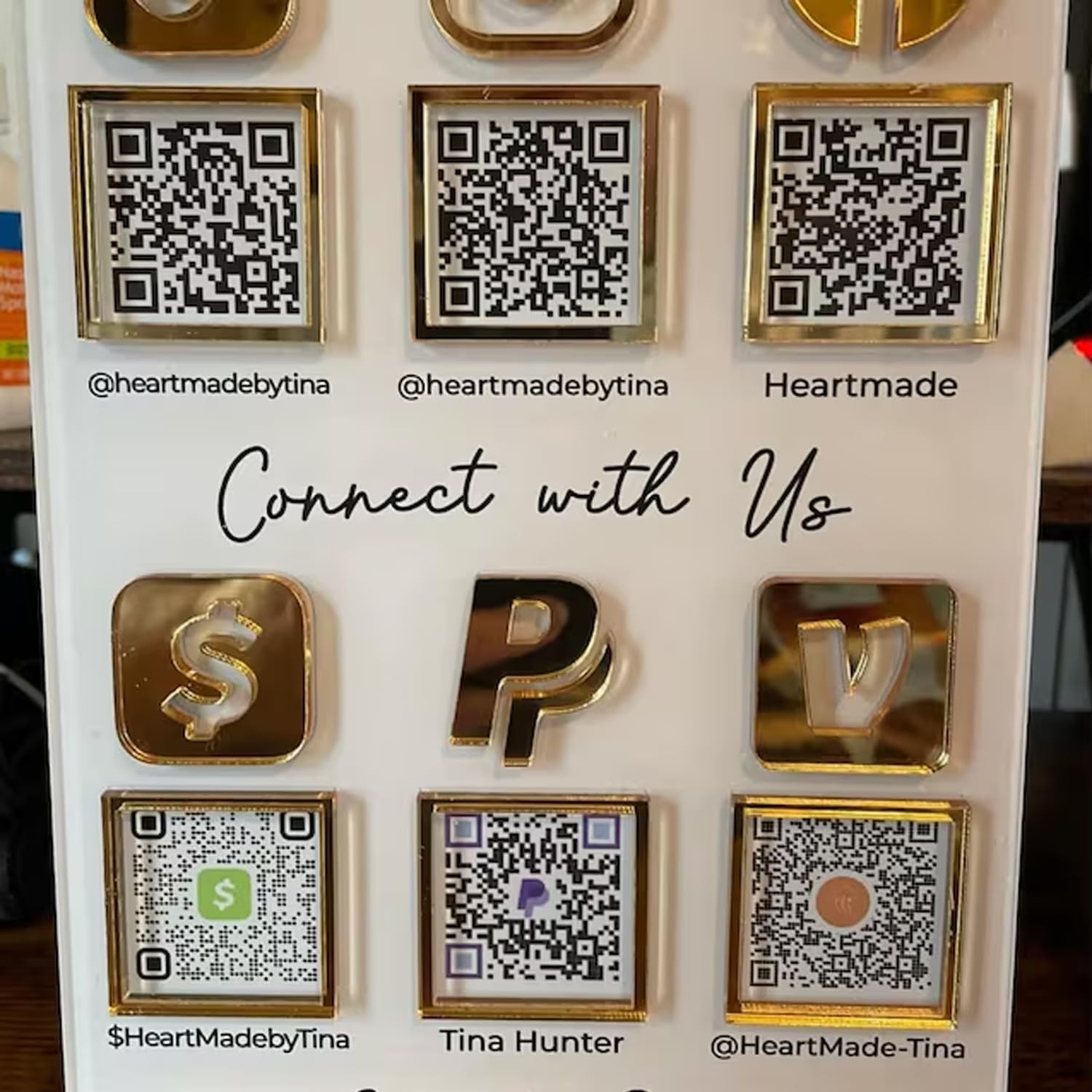 Custom Multi Social Media Sign QR Code Signs Personalized Business Scan to Pay Plaque Payment Sign Instagram Zelle Venmo Cashapp Logo Signs for Beauty Salon Nail Shop Store Decor