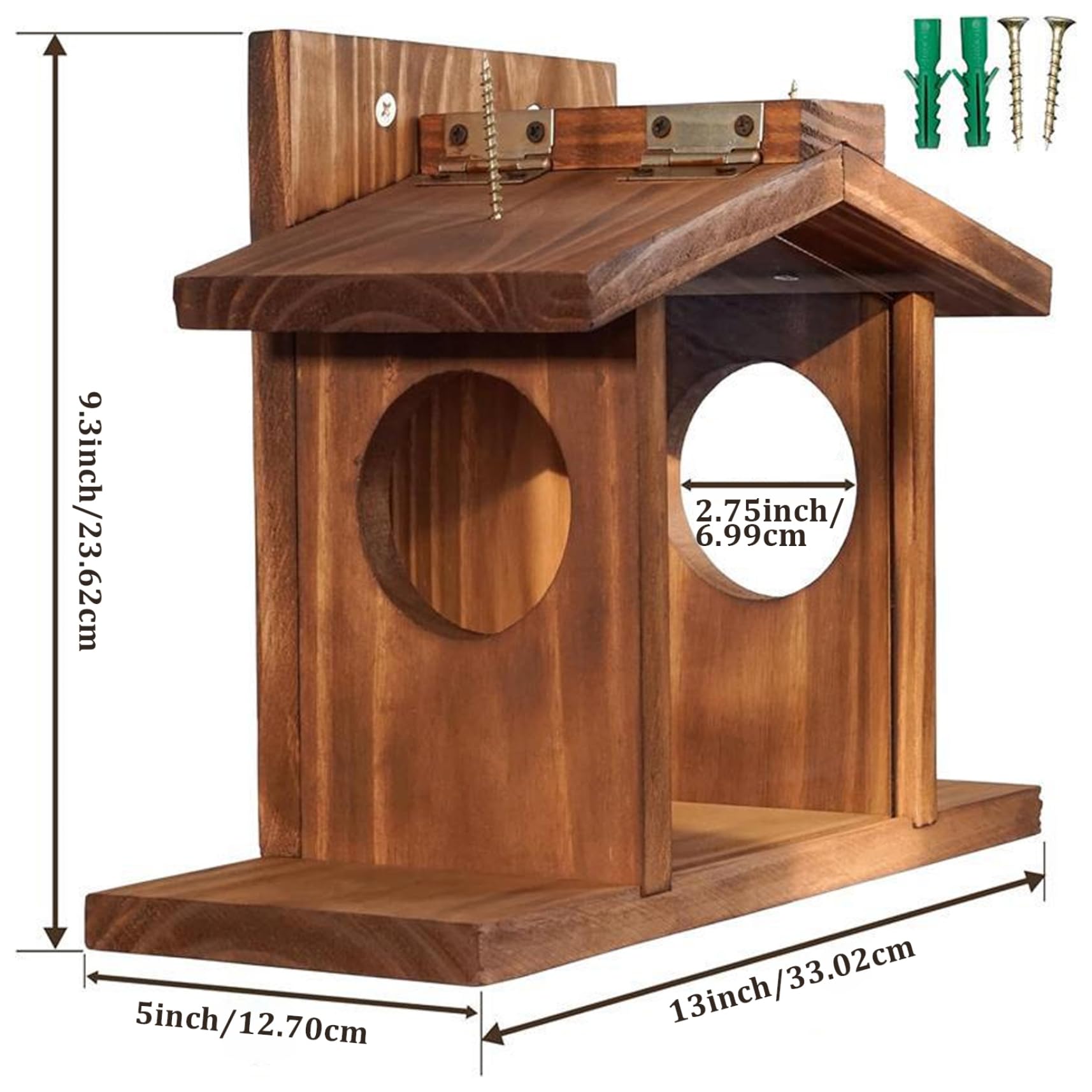 Alimentatore Per Scoiattoli Wildlife World SF - In Legno Resistente Con Coperchio - Foto 3