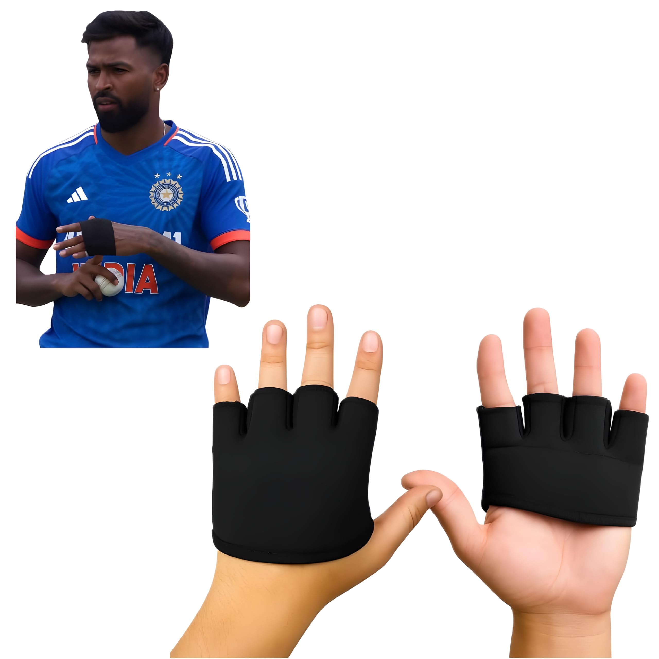 Original Finger-Cut Cricket Gloves,Half-Finger Design for Exercise and Fielding, Training, Catching, Wicket-Keeping & Batting Inners-image-8