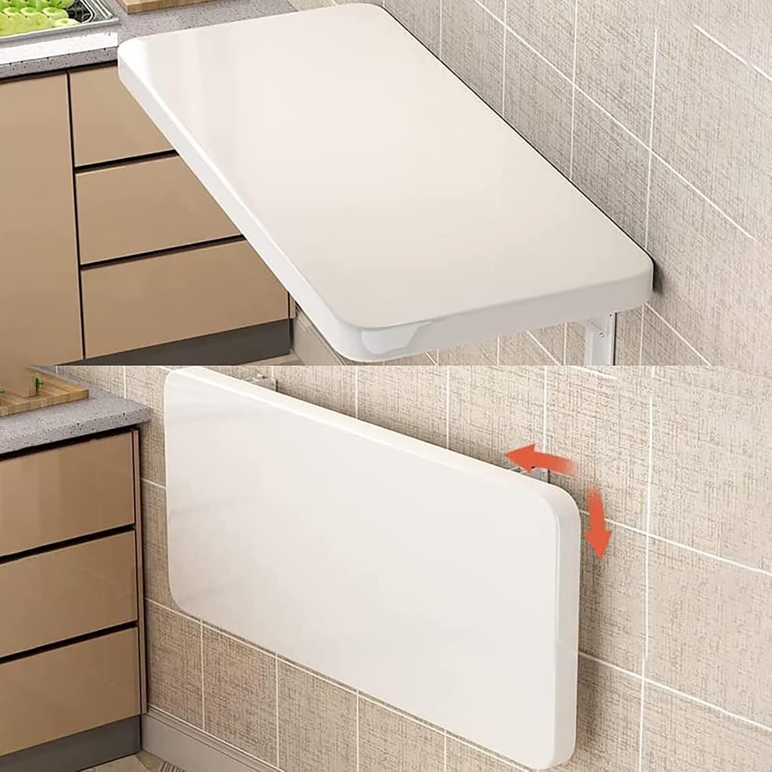 Wall Mounted Wooden Laundry Floating Table for Small Spaces - Versatile Kitchen Dining Table Home Office Desk Bars & Restaurants - Compact 50x30cm (20x12in) - Stylish Blue Finish