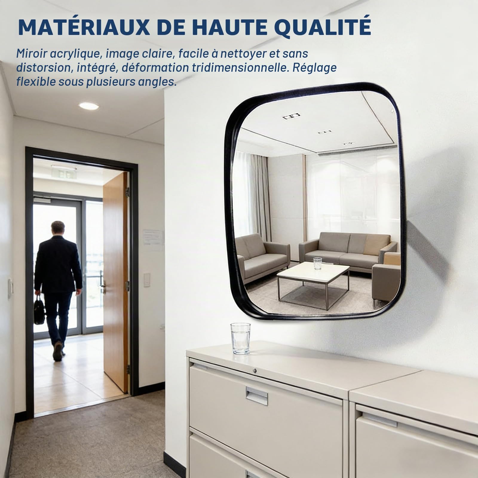 Miroir de Circulation Convexe, 16x19 cm Miroir de Sécurité Convexe, Miroirs Routier Extérieur, Réglable Miroirs Convexes avec Support Grand Angle pour Garage Allée Magasins Usage Intérieur Extérieur